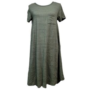 LULAROE Carly Swing Hi-Lo Hem Shirt Dress Teal Green Marled Jersey Size Medium